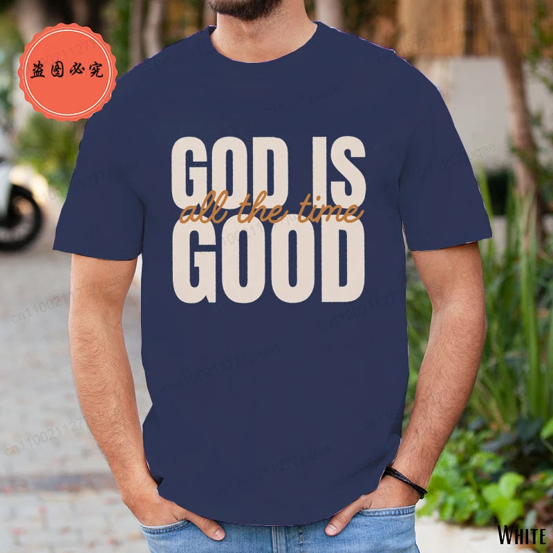 Retro Christian T-Shirt for Men Women Short Sleeve Funny T Shirt Tee Shirt God Is Good All The Time Fashion Summer Mens Clothing