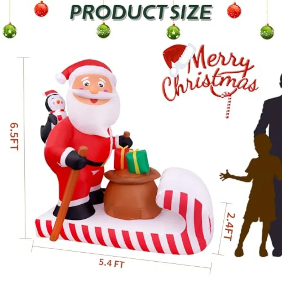 6.5FT Christmas Inflatable Santa Rides a Sledge Decoration with Builtin LED Lights for Outdoor Yard Holiday Decor Perfect for P