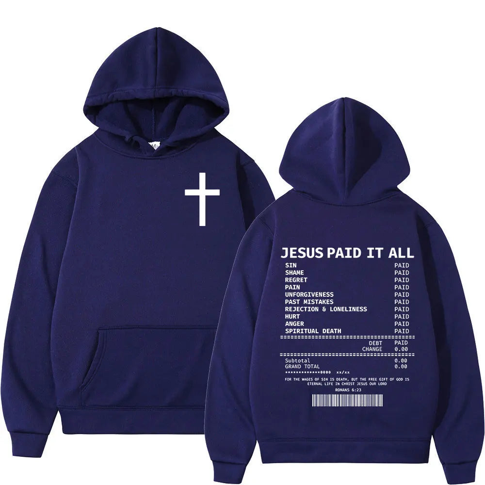 Salvation Jesus Paid It All Hoodies Christian Bible Verse Men's Women Clothing Vintage Sweatshirts Oversized Pullovers Autumn
