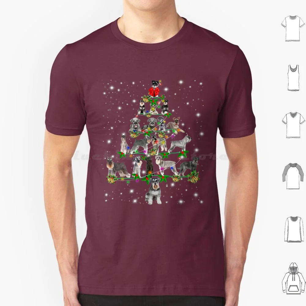 Schnauzer Christmas Tree Lights Funny Lover Dog T Shirt 6xl Cotton Cool Tee Christmas Xmas Funny Christmas Funny Xmas Christmas