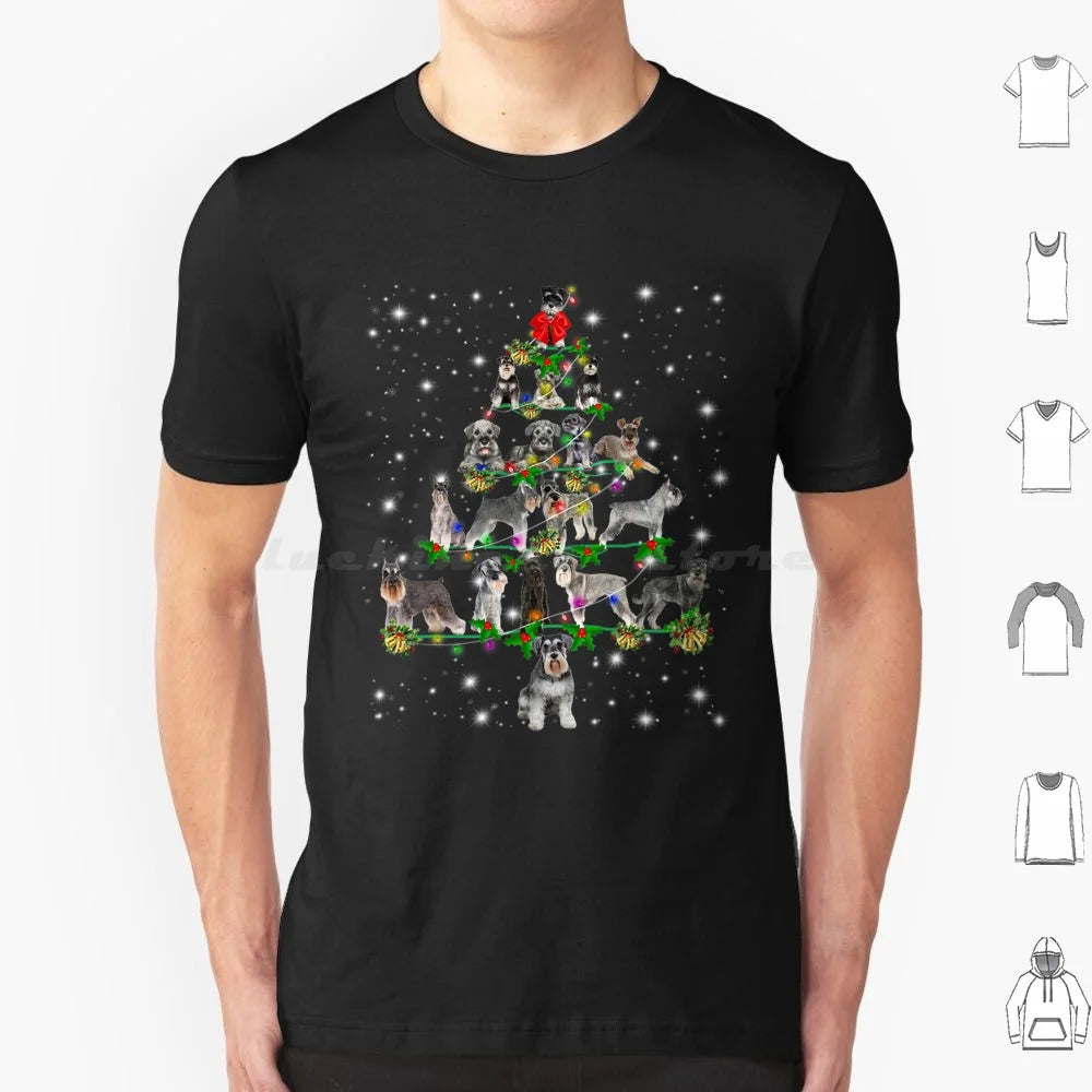 Schnauzer Christmas Tree Lights Funny Lover Dog T Shirt 6xl Cotton Cool Tee Christmas Xmas Funny Christmas Funny Xmas Christmas