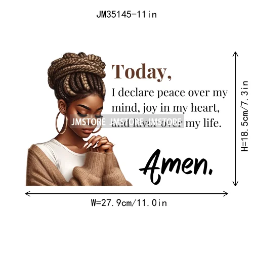 Christian Black Woman Positive Affirmation Bible Praying Blessed Iron on DTF Transfers Stickers Ready to Press for Clothing Bags