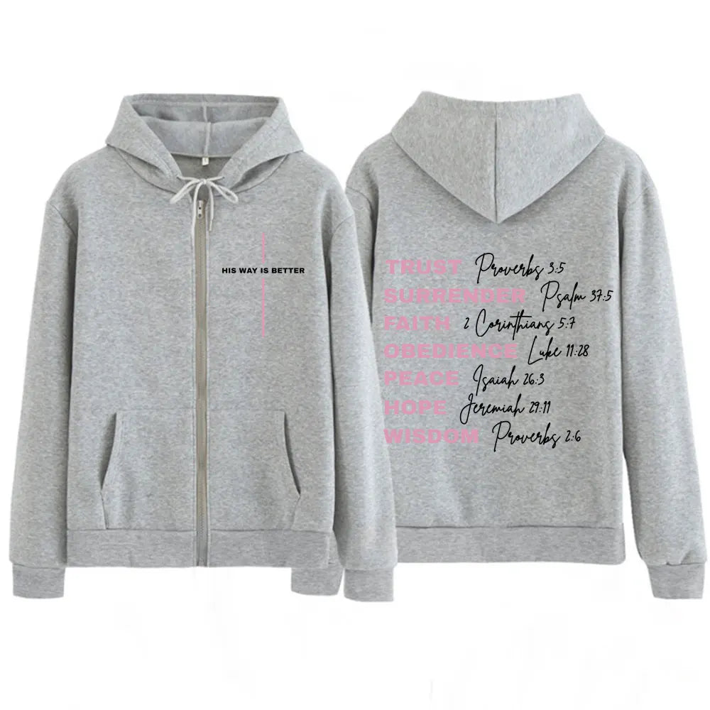 His Way Is Better Women's Christian Faith Fashion Graphics Zipper Sweatshirt Men Women Harajuku Clothing Hoodie Casual Jackets