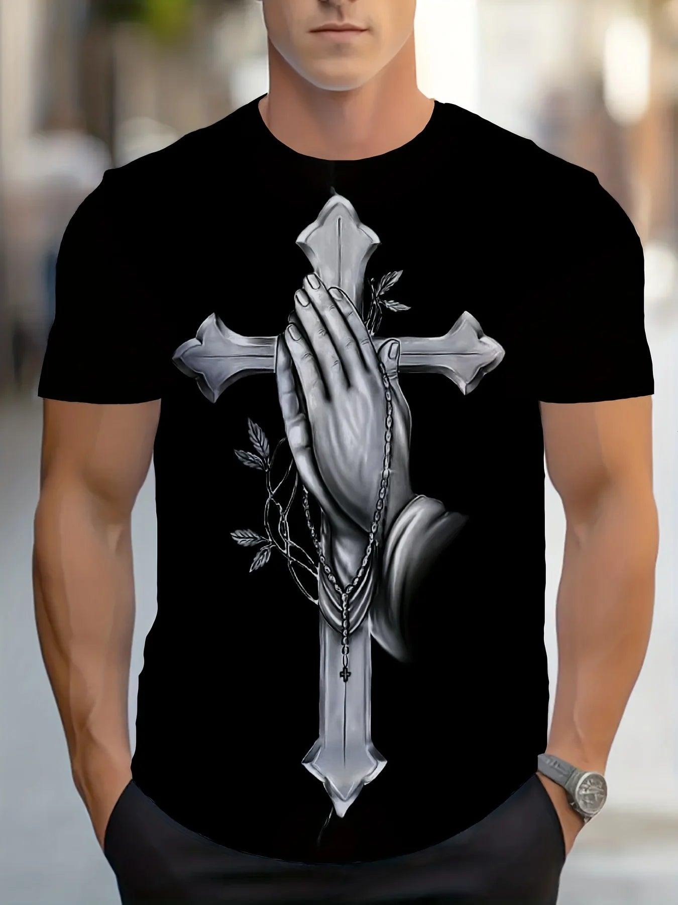 Vintage T-Shirts for Men 3D Jesus Passion Print Short Sleeve Tops Summer Christian T Shirt Loose Oversized T Shirts Men Clothing