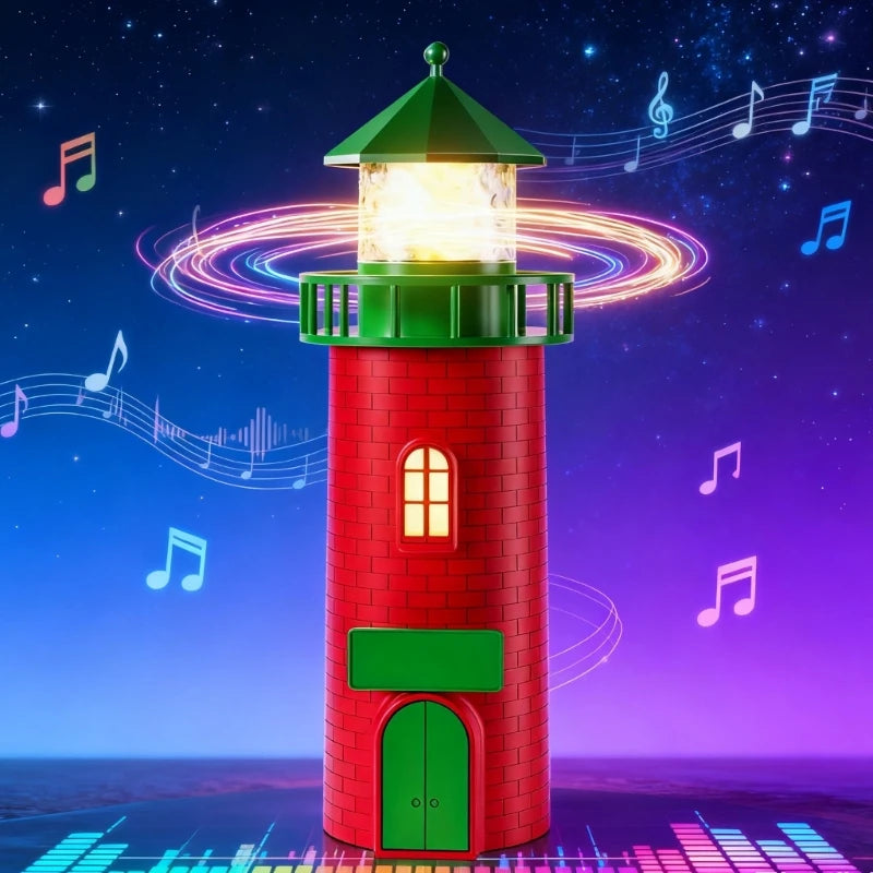 Christmas Music Lighthouse with LED Lights and Festival Melodies for Holiday Homes Decorations Desktop Ornament 87HA
