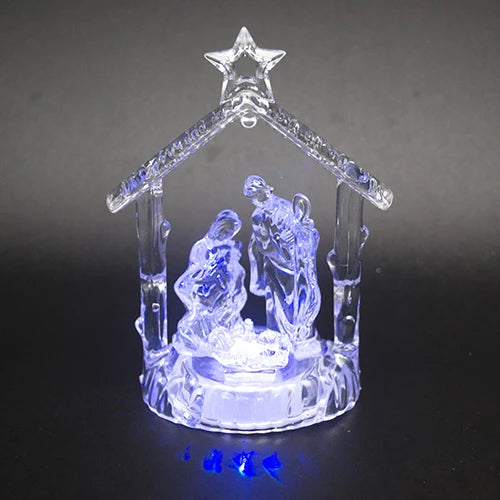 Luminous Resin Ornaments, Jesus Was Born Christian Gifts Desk Decorated, Christmas Gift Jesu Crafts Holy Statuette figurine