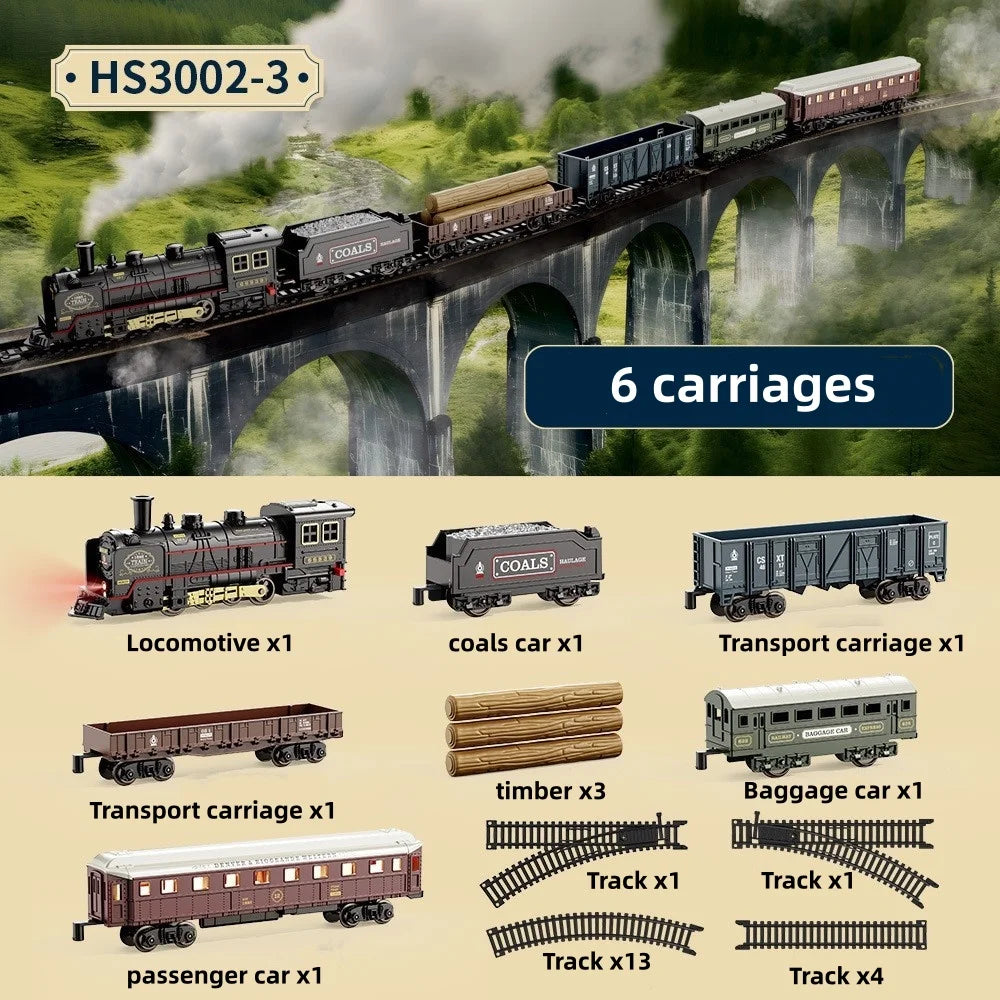 Electric Train Toy with Lights and Sound Train Set for Under Christmas Tree, Locomotive Train Model with Track Birthday Gifts