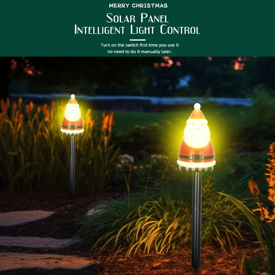 5PCS LED Light Lovely Santa Claus Plug-in Lamp Solar Charging Light Christmas Outdoor Decorative Landscape Light Garden Light
