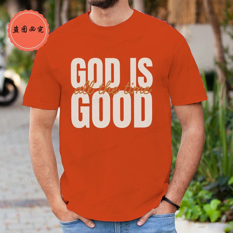 Retro Christian T-Shirt for Men Women Short Sleeve Funny T Shirt Tee Shirt God Is Good All The Time Fashion Summer Mens Clothing