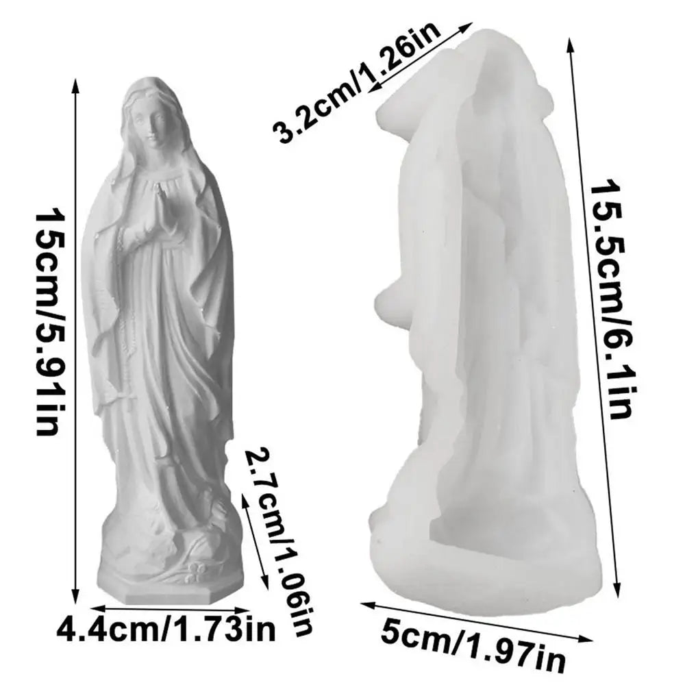 Virgin Mary Silicone Candle Mold 3D Christian Religious Figurine Resin Crafts Plaster Casting Molds Baby Birth Gift Home Decor
