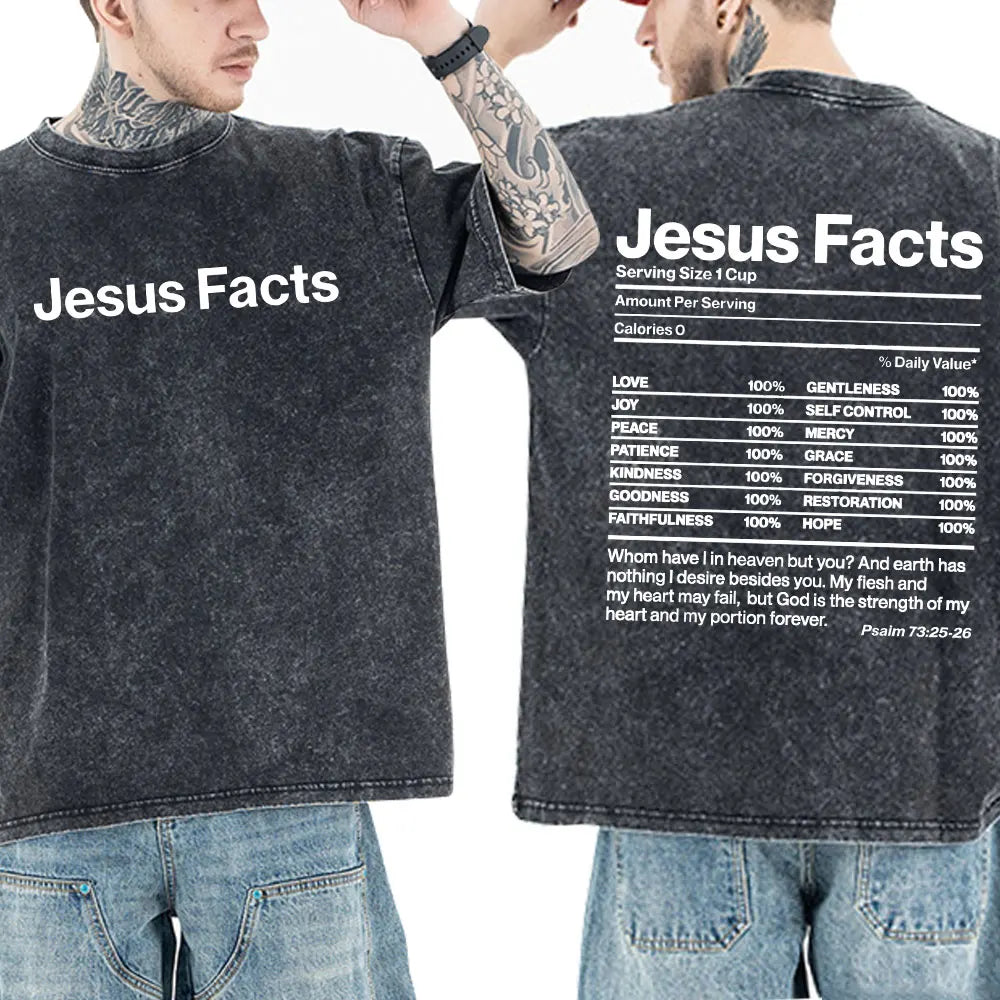 Christian Jesus Faith Bible Verse Washed T-shirts Men Women Clothing Fashion Vintage Oversized T Shirts Casual Cotton T-shirt