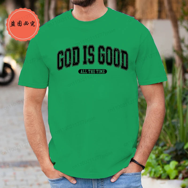 Retro Christian T-Shirt for Men Women Short Sleeve Funny T Shirt Tee Shirt God Is Good All The Time Fashion Summer Mens Clothing