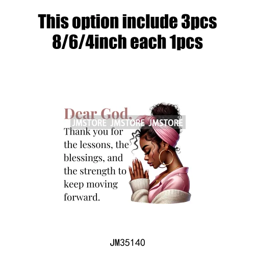 Christian Black Woman Positive Affirmation Bible Praying Blessed Iron on DTF Transfers Stickers Ready to Press for Clothing Bags