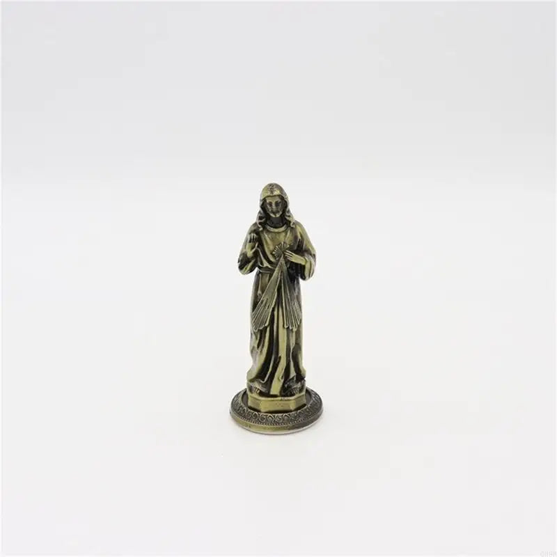 Q39B Vintage Antique Metal Standing Maria Figurine Catholic Miniature Statue Christian Religious Ornament for Tabletop Decors