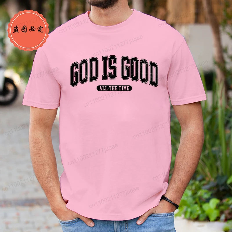 Retro Christian T-Shirt for Men Women Short Sleeve Funny T Shirt Tee Shirt God Is Good All The Time Fashion Summer Mens Clothing