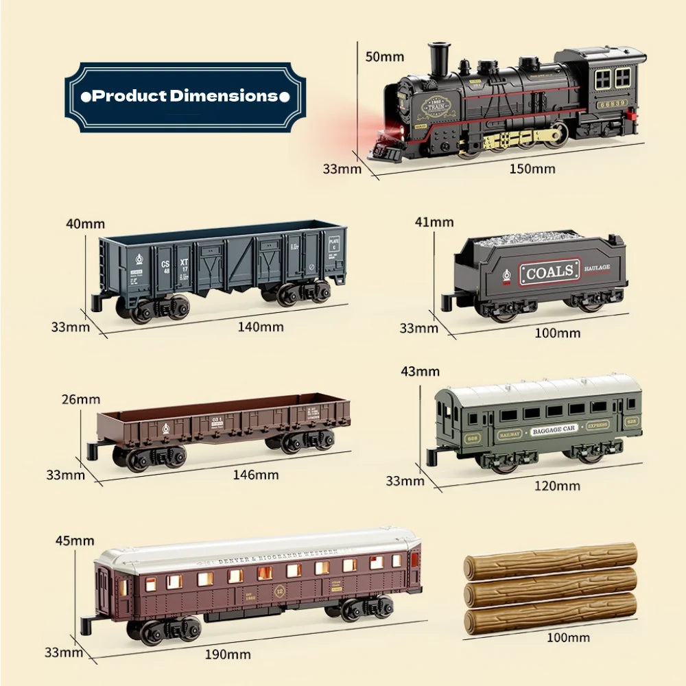 Electric Train Toy with Lights and Sound Train Set for Under Christmas Tree, Locomotive Train Model with Track Birthday Gifts