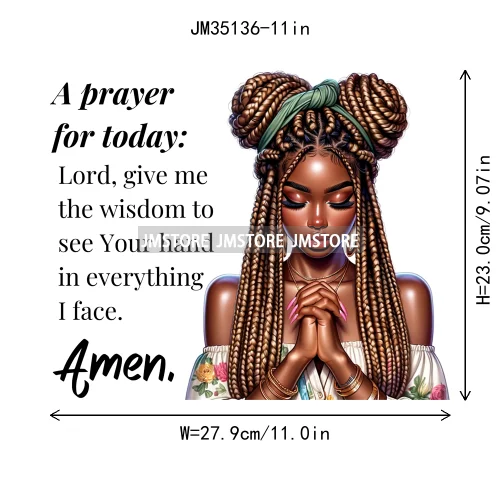 Christian Black Woman Positive Affirmation Bible Praying Blessed Iron on DTF Transfers Stickers Ready to Press for Clothing Bags