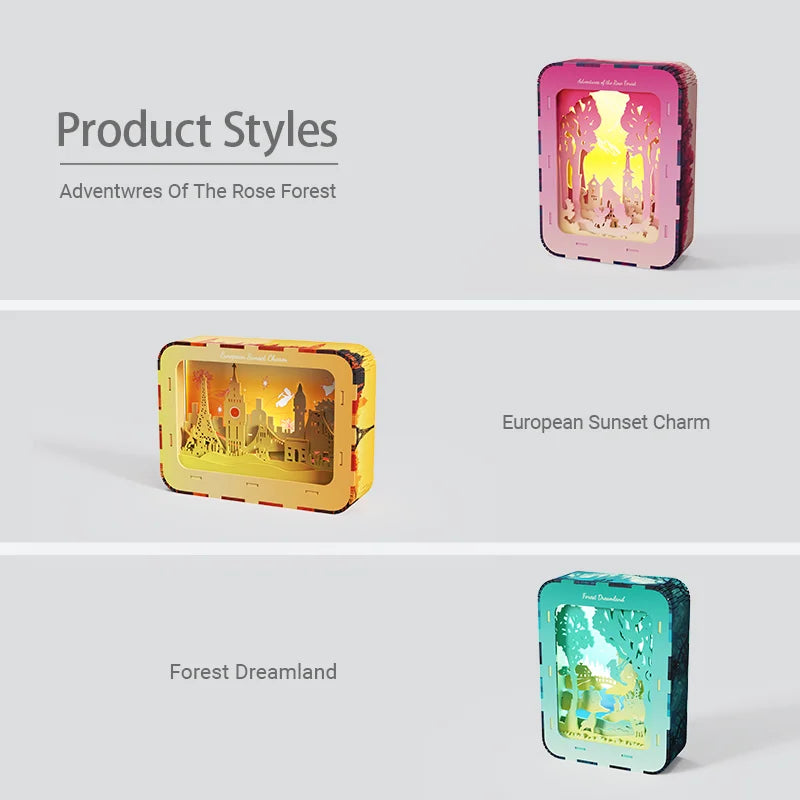 3D Puzzle Night Light Wooden Model Kit Creative Desktop Decoration MOC Fairy Tale Architecture Building Set Holiday Gift