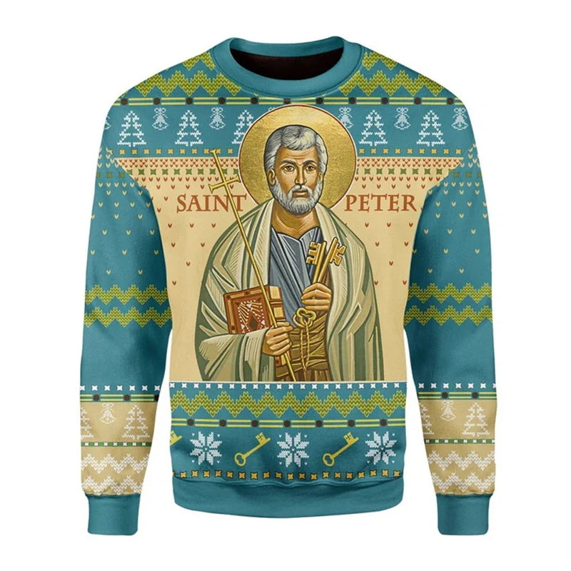 Eastern Orthodox Sweater Men 3D Print Jesus Pattern Unisex Sweatshirt Christian Cross Pullover Vintage Men Clothing Dropshipping