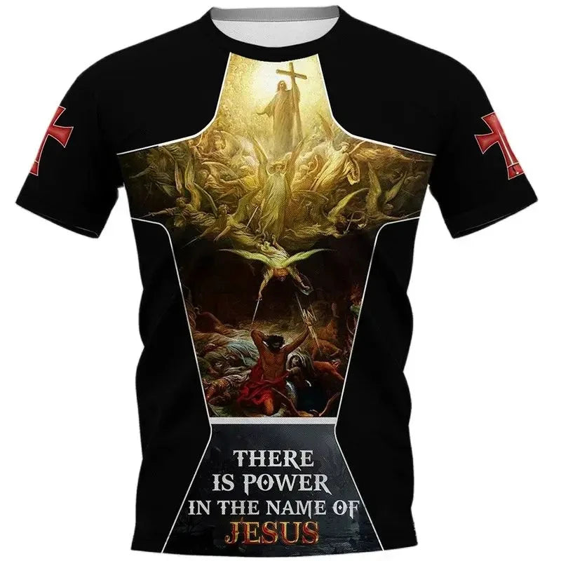 Vintage Men's Tshirts 3d Christian Jesus Print T-Shirt Summer Casual Streetwear Tops Men Clothing Short-sleeved Camisetas Homme