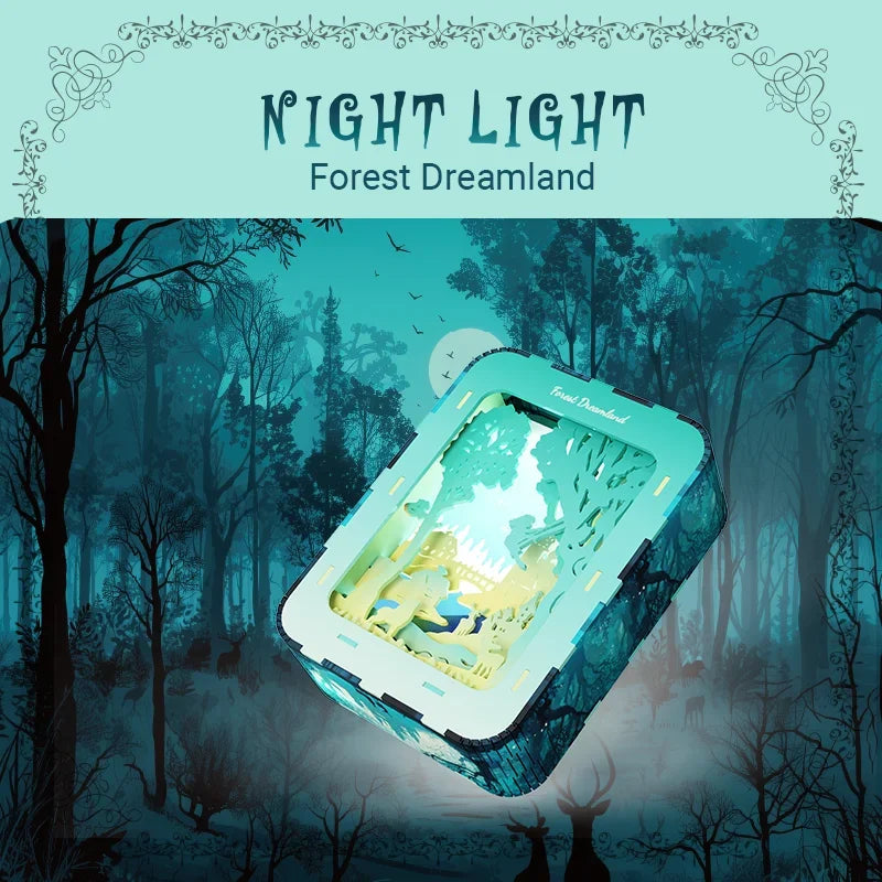 3D Puzzle Night Light Wooden Model Kit Creative Desktop Decoration MOC Fairy Tale Architecture Building Set Holiday Gift