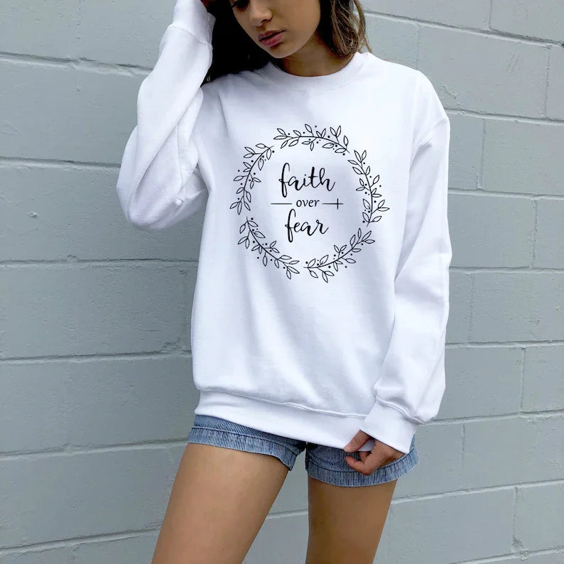 Faith Sweatshirt Shirt Christian Religious Women , Shirt Religious Apparel Shirt 100%Cotton O Neck Female Clothing Drop shipping