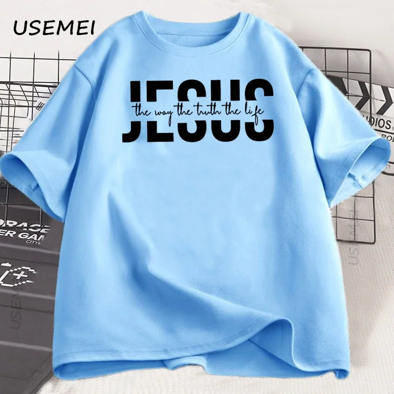 Jesus Religious T Shirt Christian Cotton T-shirt Casual Round Neck Cotton Short Sleeve Tshirt Men Women Printed Tees Clothing