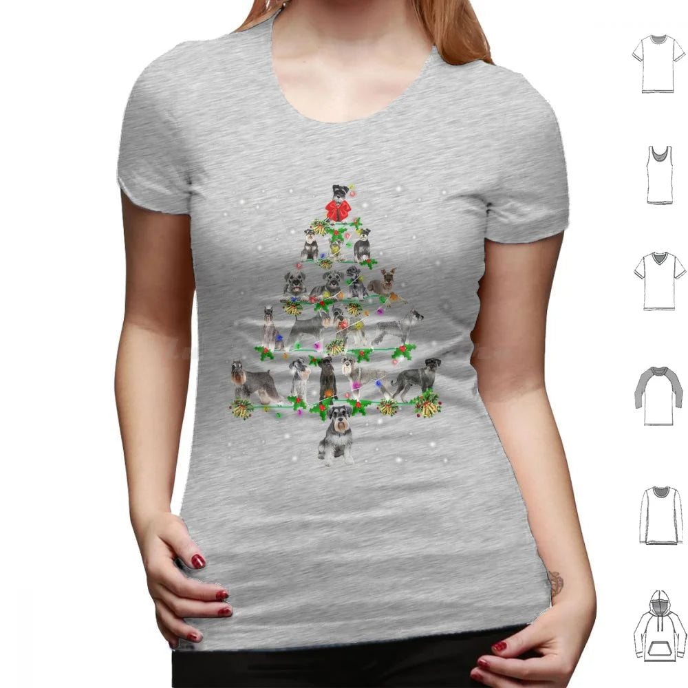 Schnauzer Christmas Tree Lights Funny Lover Dog T Shirt 6xl Cotton Cool Tee Christmas Xmas Funny Christmas Funny Xmas Christmas