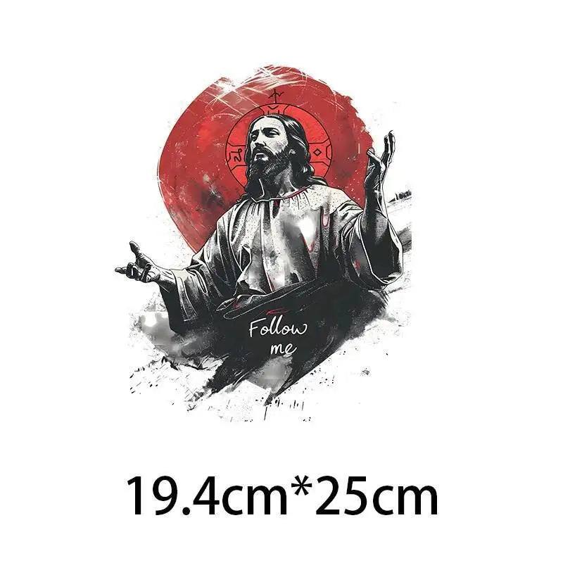 25cm Jesus Prayer Love Heat Transfer Stickers Iron On T-shirt and Canvas Bag DIY Decoration Christian Clothing