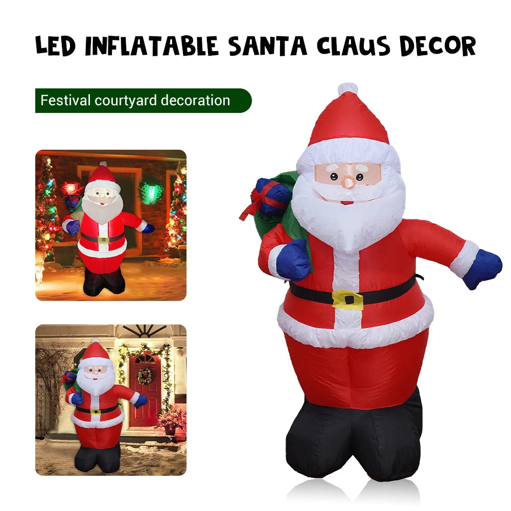 LED Inflatable Cartoon Model Decor Festival Theme Lighted Giant Model Ornament 1.2M Santa Claus Decor Christmas New Year Gifts