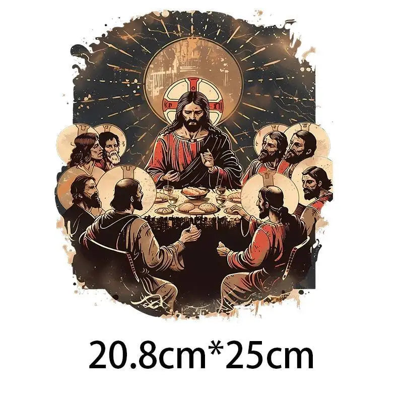 25cm Jesus Prayer Love Heat Transfer Stickers Iron On T-shirt and Canvas Bag DIY Decoration Christian Clothing