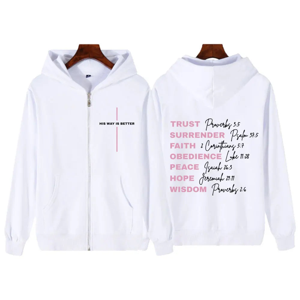 His Way Is Better Women's Christian Faith Fashion Graphics Zipper Sweatshirt Men Women Harajuku Clothing Hoodie Casual Jackets