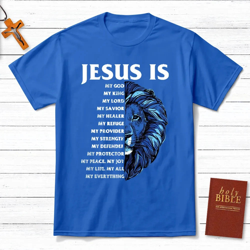 Jesus Is My God Christian T-Shirt Men's and Women's Short Sleeve Cotton Tees Y2k Shirt Men Clothing Summer Blouse Oversize Tops