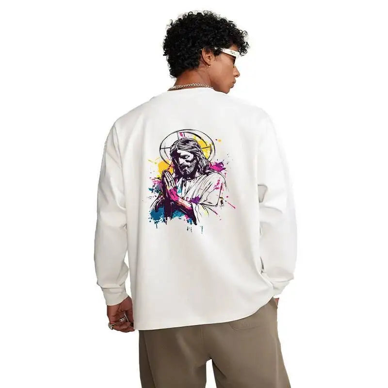 25cm Jesus Prayer Love Heat Transfer Stickers Iron On T-shirt and Canvas Bag DIY Decoration Christian Clothing