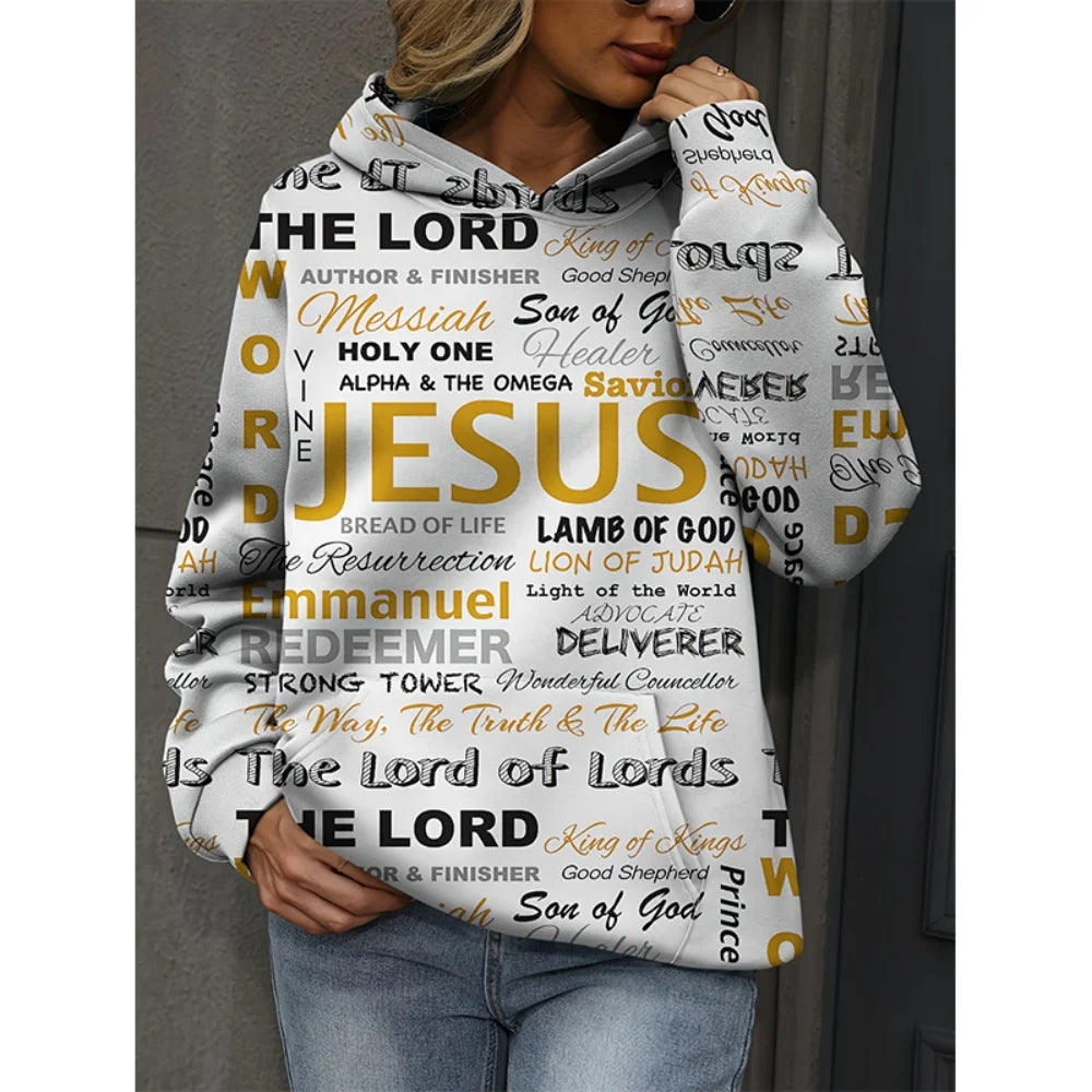 Jesus Christian Hoodies Women Fashion Hoodie Letter Print Sweats Harajuku Coats Women Sweatshirt Gym Pullovers Women's Clothing