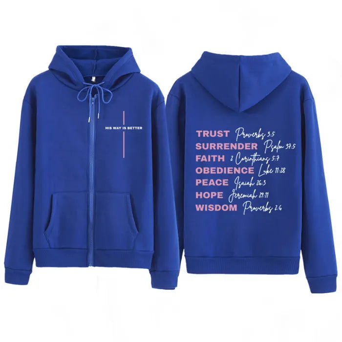 His Way Is Better Women's Christian Faith Fashion Graphics Zipper Sweatshirt Men Women Harajuku Clothing Hoodie Casual Jackets