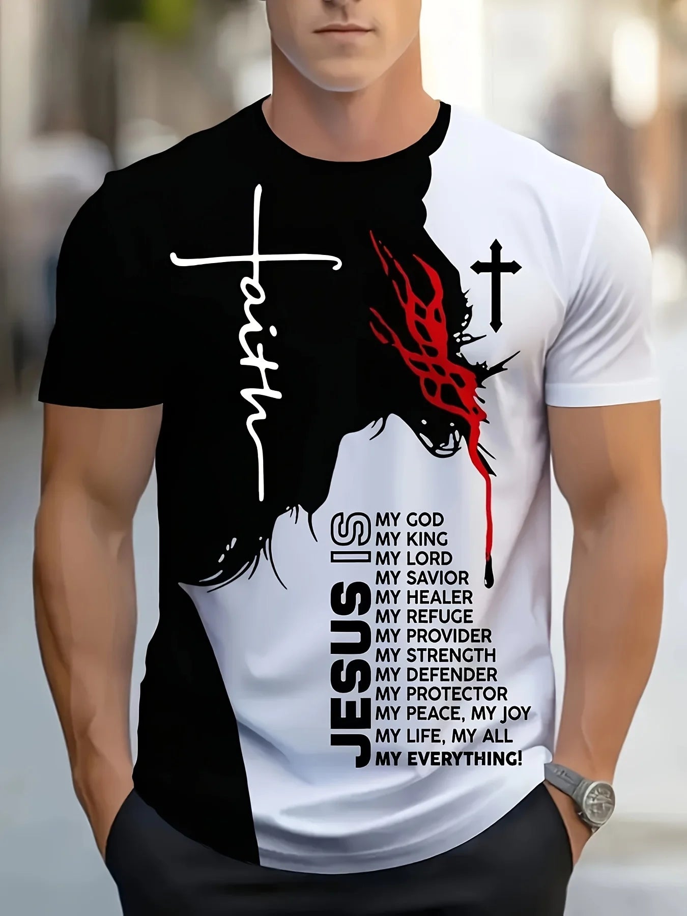 Vintage T-Shirts for Men 3D Jesus Passion Print Short Sleeve Tops Summer Christian T Shirt Loose Oversized T Shirts Men Clothing