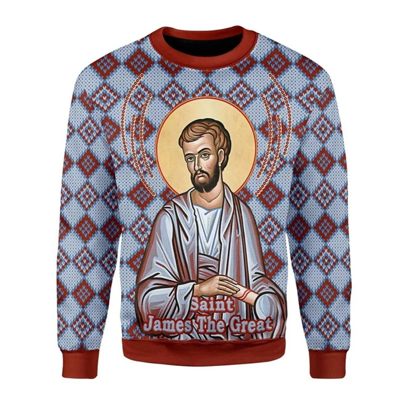 Eastern Orthodox Sweater Men 3D Print Jesus Pattern Unisex Sweatshirt Christian Cross Pullover Vintage Men Clothing Dropshipping