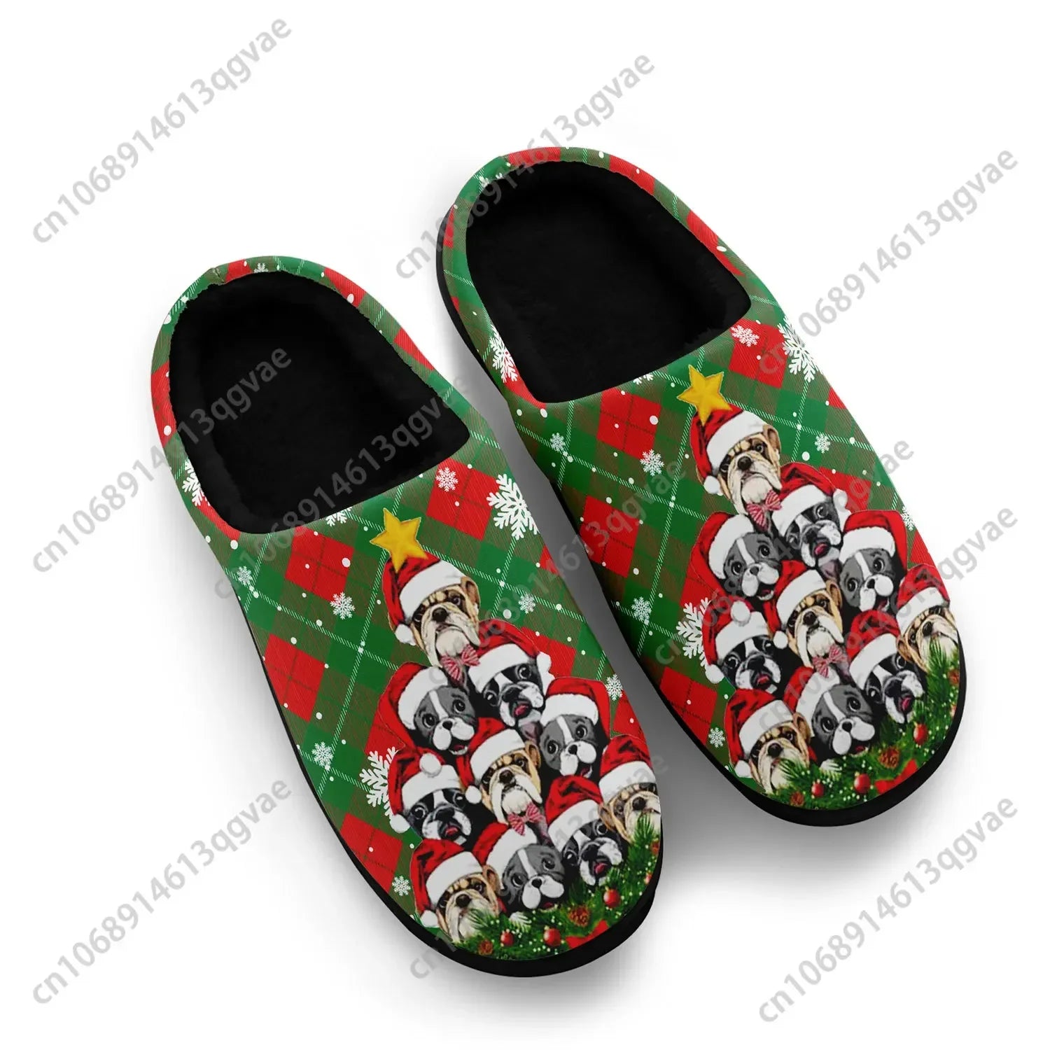 Puppy Christmas Star Lovely Home Cotton Slippers Mens Womens Teenager Plush Bedroom Casual Keep Warm Shoes Tailor Made Slipper