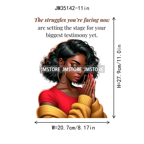 Christian Black Woman Positive Affirmation Bible Praying Blessed Iron on DTF Transfers Stickers Ready to Press for Clothing Bags