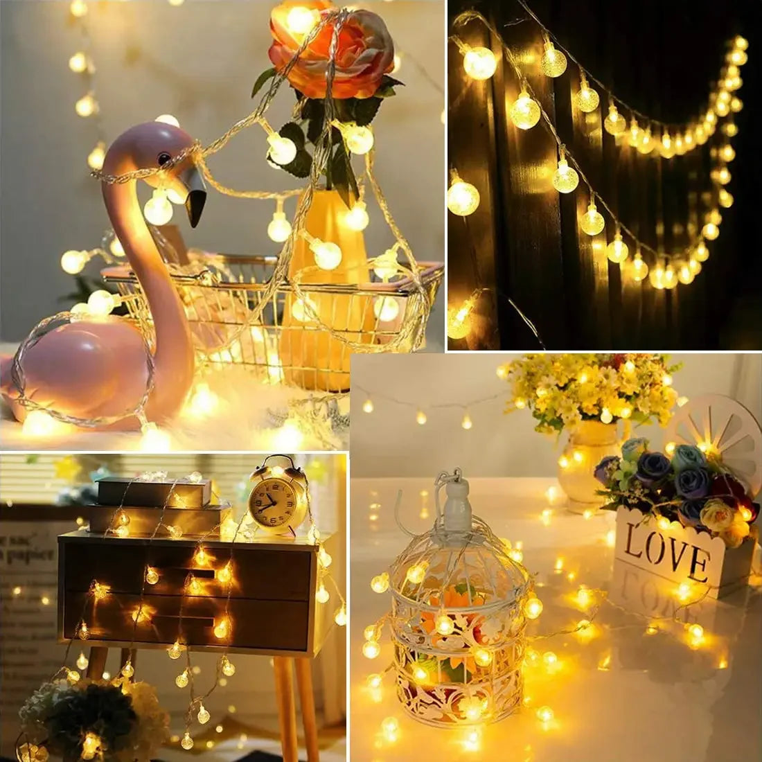 12M USB/Battery Power LED Ball Garland Fairy String Lights Birthday Home Christmas Holiday Wedding Party Decoration